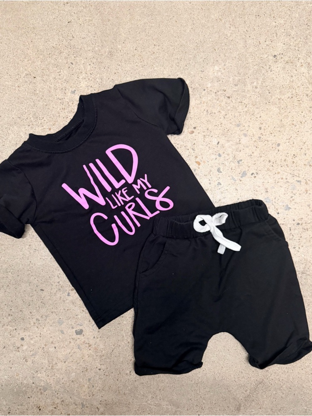 Black Toddler Tee & Shorts Set with Pink Graphic (18-24 months)